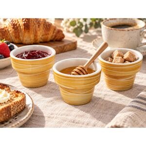 Dudson England Finest Vitrified Orange Stripe Pedestal Bowls 2002 Set of 3